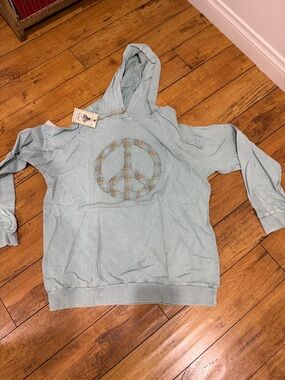 Easel Seafoam  Peace Sign Women's Hoodie